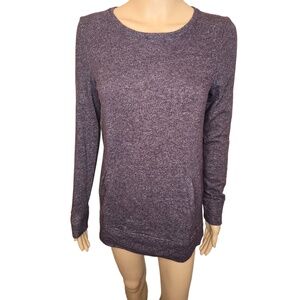 LOFT Purple Brown Long Sleeve‎ Crew Neck Sweater Kangaroo Pockets Slim Fit XS